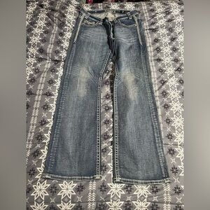 Rock & Roll Cowgirl Distressed Blue Bootcut Jeans